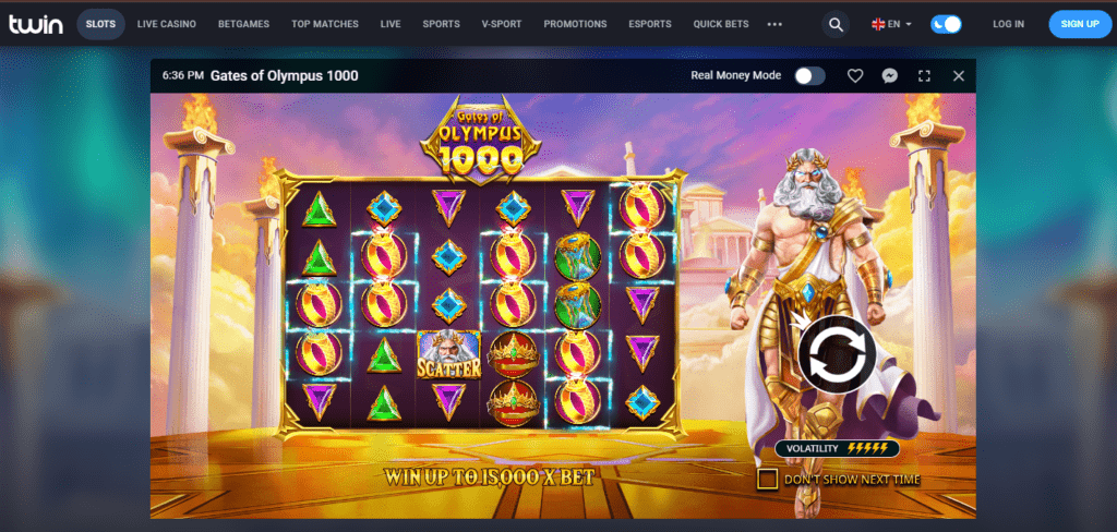 twin casino interface