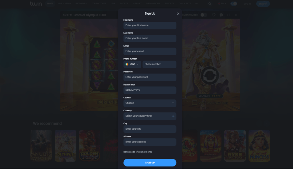 twin casino sign up