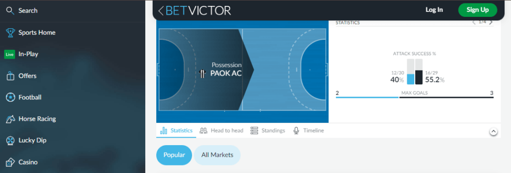 betvictor in-play gaming