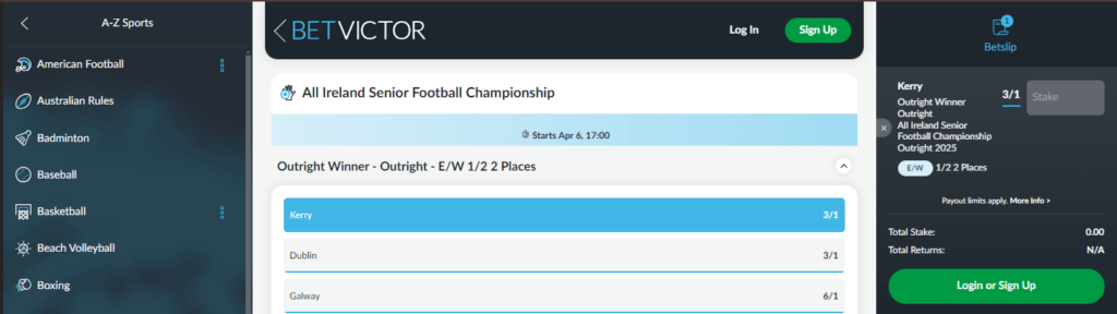 betvictor sport odds